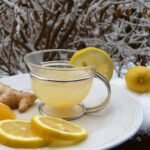 ginger, hot lemon, tea, lemon, snow, juice, cold, defense, health, immune system, vitamins, healthy, nature, flu, winter, prevent