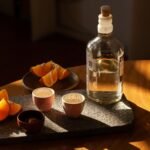 Elegant tequila setup with oranges, perfect for a relaxed evening indoors.